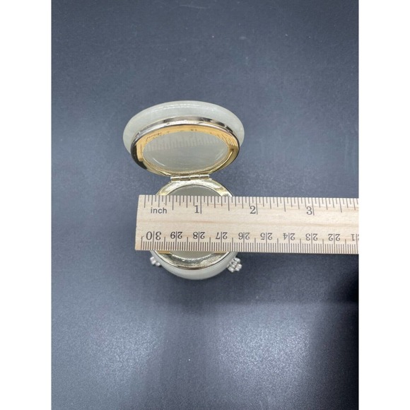 Vintage Genuine Alabaster Trinket Box Hand Carved In Italy Beautiful Floral - Picture 7 of 10